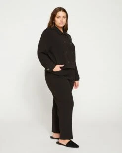 Women's Black Crepe Wide Leg Pull-On Trousers - Tailored Rivington Fit 13 Women's Black Crepe Wide Leg Pull-On Trousers - Tailored Rivington Fit -UNIVERSAL STANDARD Pull On Suit Pants Black USPA1389 001 003 074