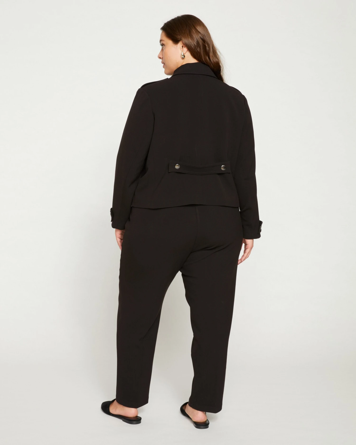 Women's Black Crepe Wide Leg Pull-On Trousers - Tailored Rivington Fit 6 Women's Black Crepe Wide Leg Pull-On Trousers - Tailored Rivington Fit - Image 4