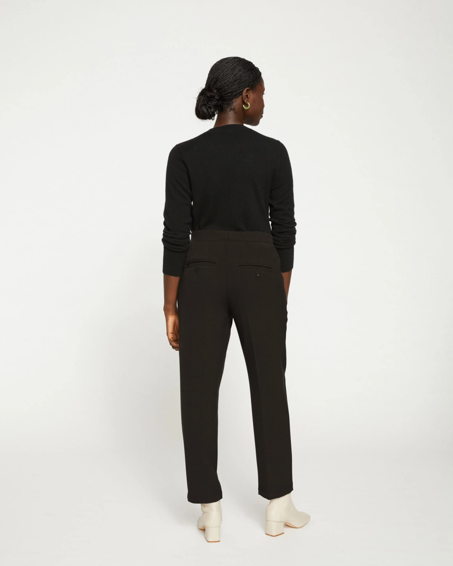 Women's Black Crepe Wide Leg Pull-On Trousers - Tailored Rivington Fit 11 Women's Black Crepe Wide Leg Pull-On Trousers - Tailored Rivington Fit - Image 9