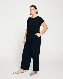TravelKnit Ribbed Wide Leg Pants with Self-Belt - Black 8 TravelKnit Ribbed Wide Leg Pants with Self-Belt - Black -UNIVERSAL STANDARD Rib Wide Leg Pant 28 Black USPA1079B 001 003 017