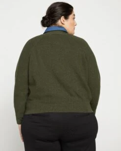Haricot Vert Better-Than-Wool Cardigan - Ultra-Soft Luxe Knit -UNIVERSAL STANDARD Ribbed Key Cardigan Olive USSW1254 369 004 098