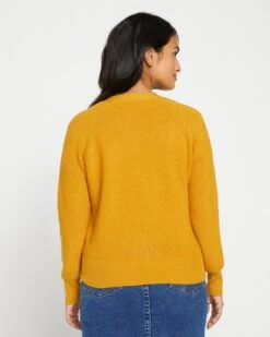 Ultra-Soft Tailored Cardigan - Better Than Wool Cashmere Feel Knit -UNIVERSAL STANDARD Ribbed Key Cardigan Soft Yellow USSW1254 519 004 050