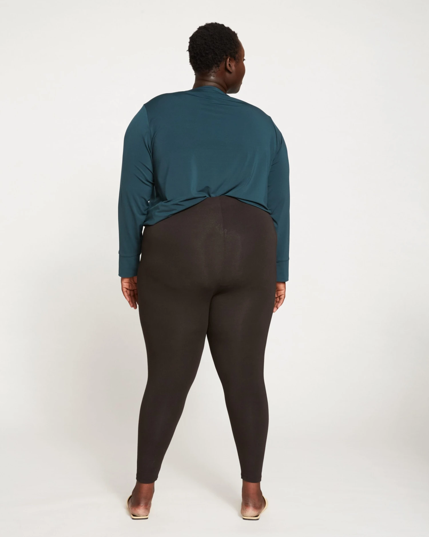 Roya High-Waisted 23 Inch Cropped Leggings - Black Pima Cotton 6 Roya High-Waisted 23 Inch Cropped Leggings - Black Pima Cotton - Image 4