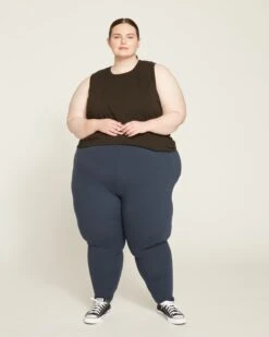 High Waist Pima Cotton Leggings - 27 Inch Midnight Roya