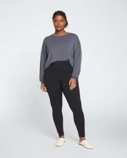 Roya High Waisted Pima Cotton Leggings - 27" Black