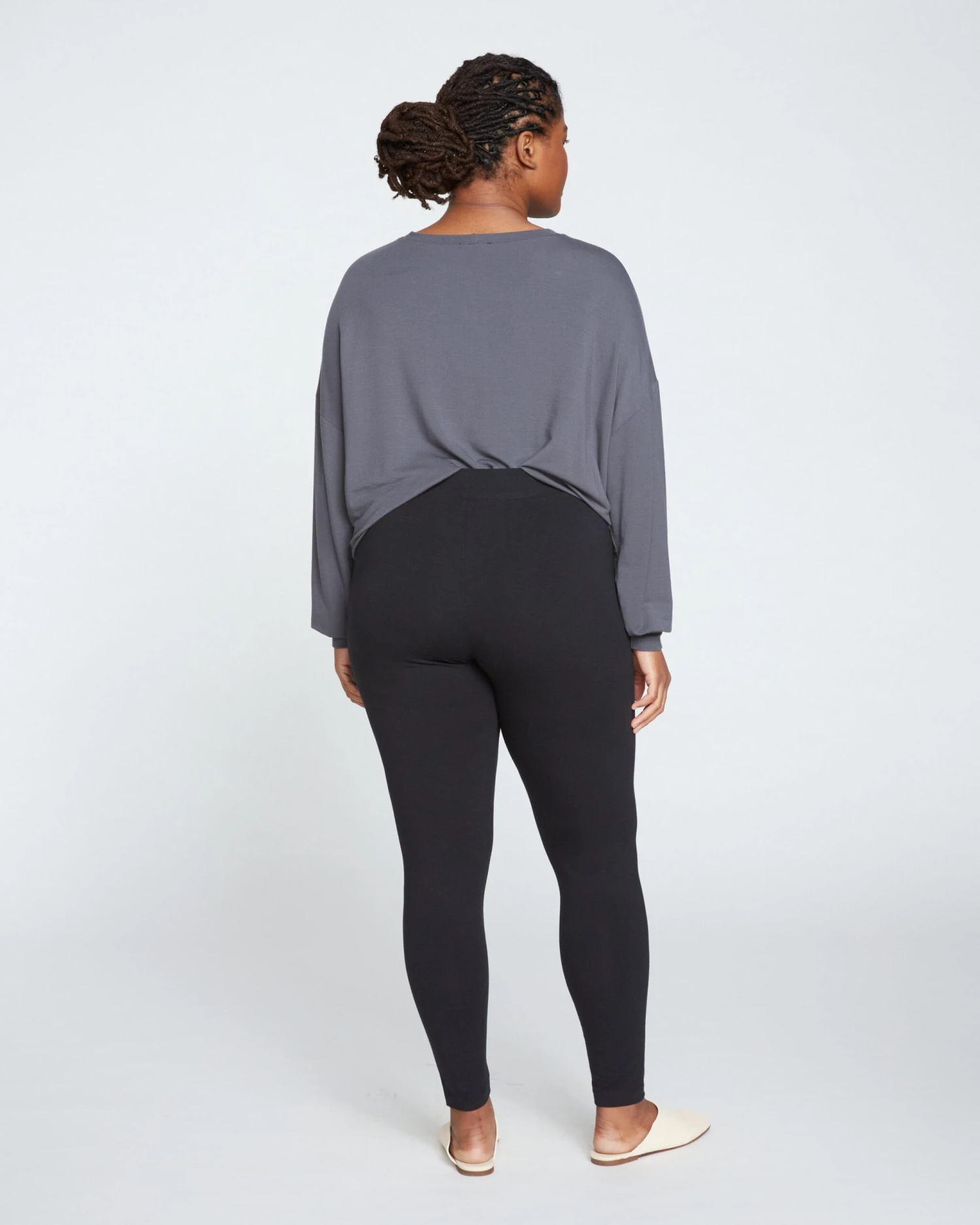 Roya High Waisted Pima Cotton Leggings - 27" Black 7 Roya High Waisted Pima Cotton Leggings - 27" Black - Image 5