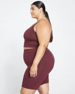 High-Rise Pima Cotton Bike Shorts in Black Cherry - Anti-Pilling & Breathable -UNIVERSAL STANDARD Roya Shorts Black Cherry USPA1386 190 003 030