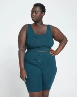 Roya Deep Sea Bike Shorts - Long Length Pima Cotton Athleisure