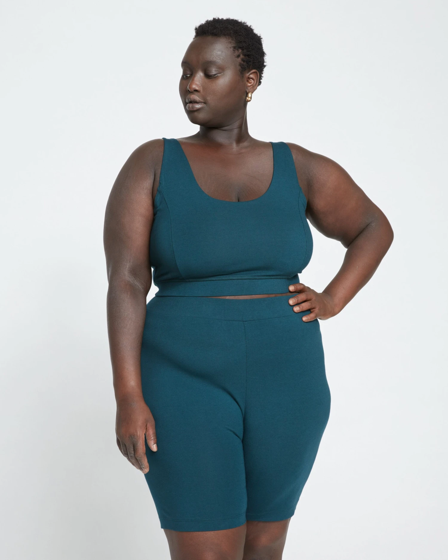 Roya Deep Sea Bike Shorts - Long Length Pima Cotton Athleisure 3 Roya Deep Sea Bike Shorts - Long Length Pima Cotton Athleisure