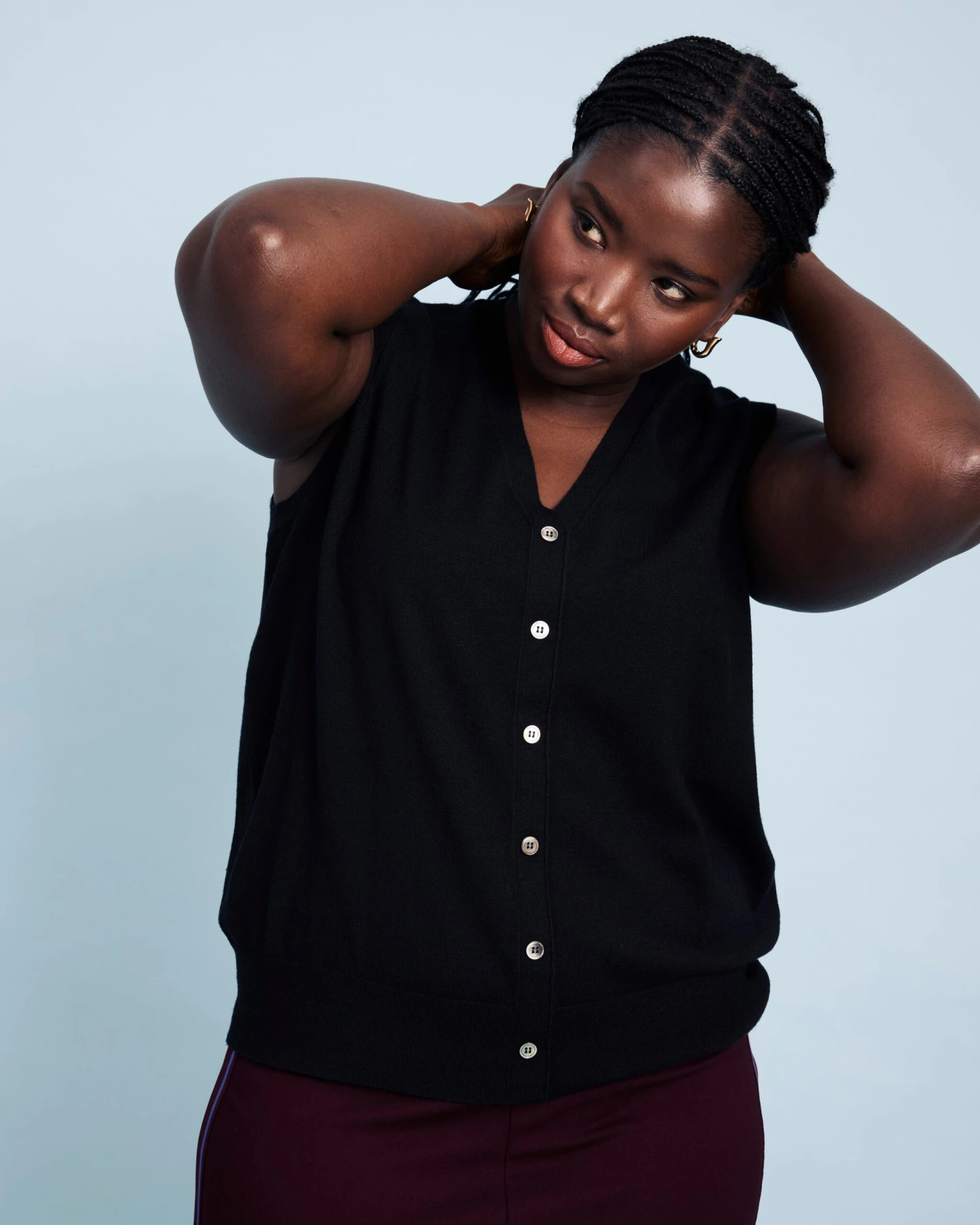 Slim Fit Fine Knit Cardigan Vest - Versatile Black Layering Piece 3 Slim Fit Fine Knit Cardigan Vest - Versatile Black Layering Piece