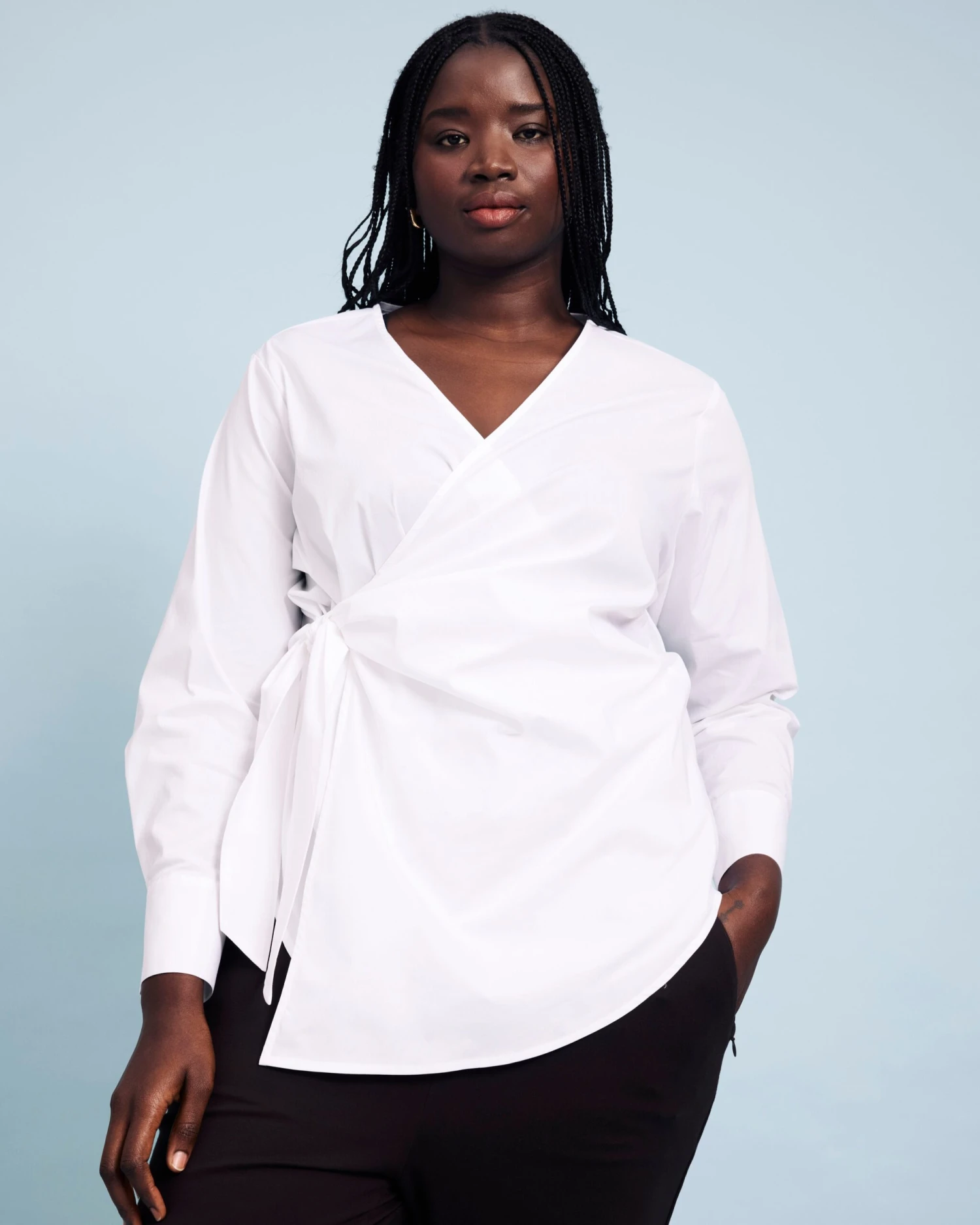 Beacon Stretch Poplin Wrap Shirt - White 4 Beacon Stretch Poplin Wrap Shirt - White - Image 2