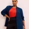 Lennox Collarless Ponte Blazer - Deep Teal 2 Lennox Collarless Ponte Blazer - Deep Teal -UNIVERSAL STANDARD SHOT1 030