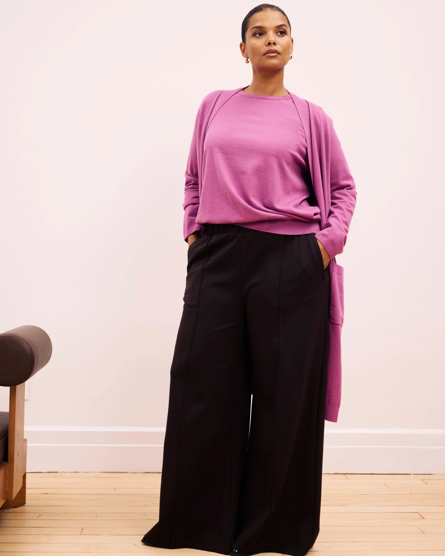 Pam Pintuck Wide Leg Ponte Pants - Espresso 3 Pam Pintuck Wide Leg Ponte Pants - Espresso