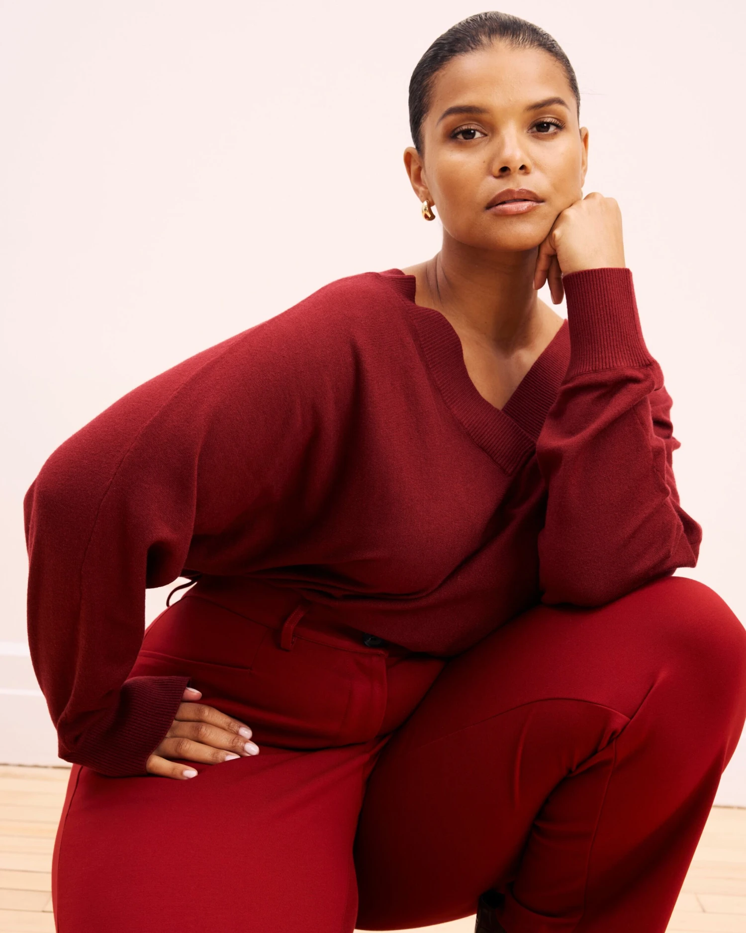 Cigarette Ponte Pants - Garnet 4 Cigarette Ponte Pants - Garnet - Image 2