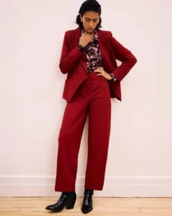 Audrey Tailored Ponte Pants - Garnet