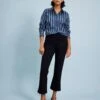 Amaya Ponte Kick Flare Pants - Slate Pinstripe 1 Amaya Ponte Kick Flare Pants - Slate Pinstripe -UNIVERSAL STANDARD SHOT39 002