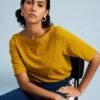 Bella Boatneck Tee in Mustard - Premium Pima Cotton Top -UNIVERSAL STANDARD SHOT42 086