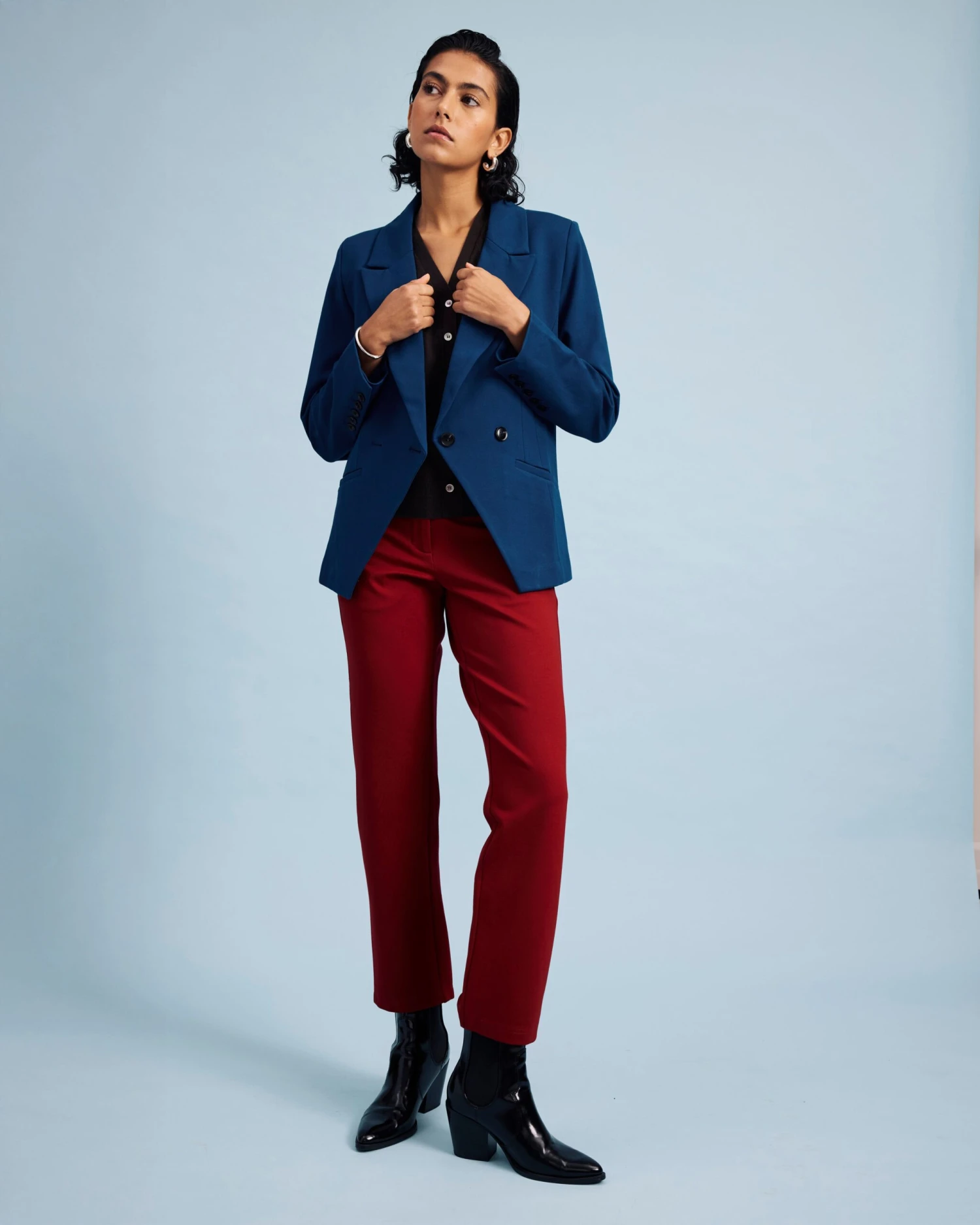 Bianca Double Breasted Ponte Blazer - Deep Teal 3 Bianca Double Breasted Ponte Blazer - Deep Teal