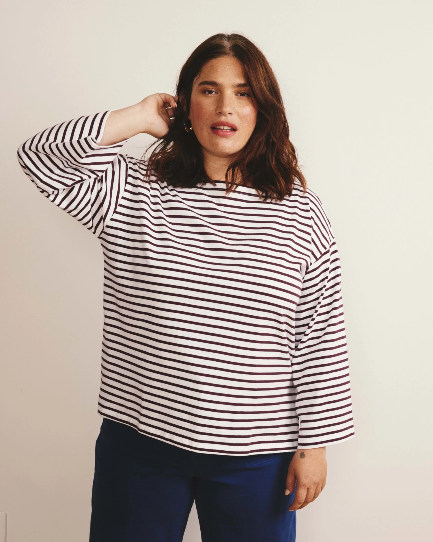 Montauk Breton Stripe Bell Sleeve Top - White & Gamay 4 Montauk Breton Stripe Bell Sleeve Top - White & Gamay - Image 2
