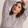 Montauk Breton Stripe Bell Sleeve Top - White & Gamay 2 Montauk Breton Stripe Bell Sleeve Top - White & Gamay -UNIVERSAL STANDARD SHOT6 020