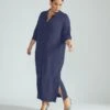 Sally Liquid Jersey Shirt Dress - Midnight Blue Button-Down -UNIVERSAL STANDARD Sally Liquid Jersey Shirt Dress Midnight USDR0779 454 001