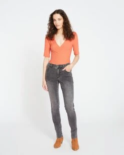 Seine Mid Rise Skinny Jeans 32 Inch - Distressed Black -UNIVERSAL STANDARD SeineMidRiseSkinnyJeans32Inch Distressed Black USPA0302L 009 001 007