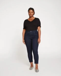 Seine High Rise Skinny Jeans in Dark Indigo - 27 Inch Inseam -UNIVERSAL STANDARD Seine High Rise Skinny Jeans 27 Inch Dark Indigo US20093 008 001 002