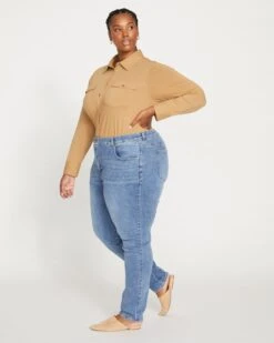 Mid Rise Skinny Jeans in Vintage Indigo - 32" Inseam -UNIVERSAL STANDARD Seine Mid Rise Skinny Jeans 32 Inch Vintage Indigo USPA0302L 482 003 058