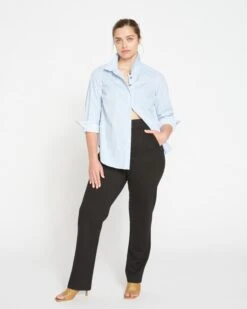 Elbe Stretch Poplin Shirt Classic Fit - Blue/White Stripe 12 Elbe Stretch Poplin Shirt Classic Fit - Blue/White Stripe -UNIVERSAL STANDARD Smart Signature Ponte Pants 32 Black USPA0920CL 001 001 001