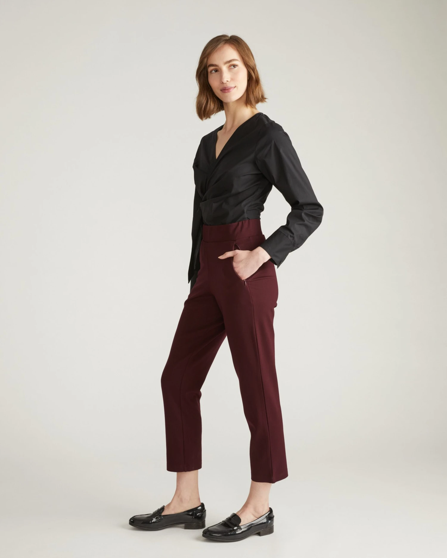 Smart Signature Ponte Pants - Black Cherry 4 Smart Signature Ponte Pants - Black Cherry - Image 2