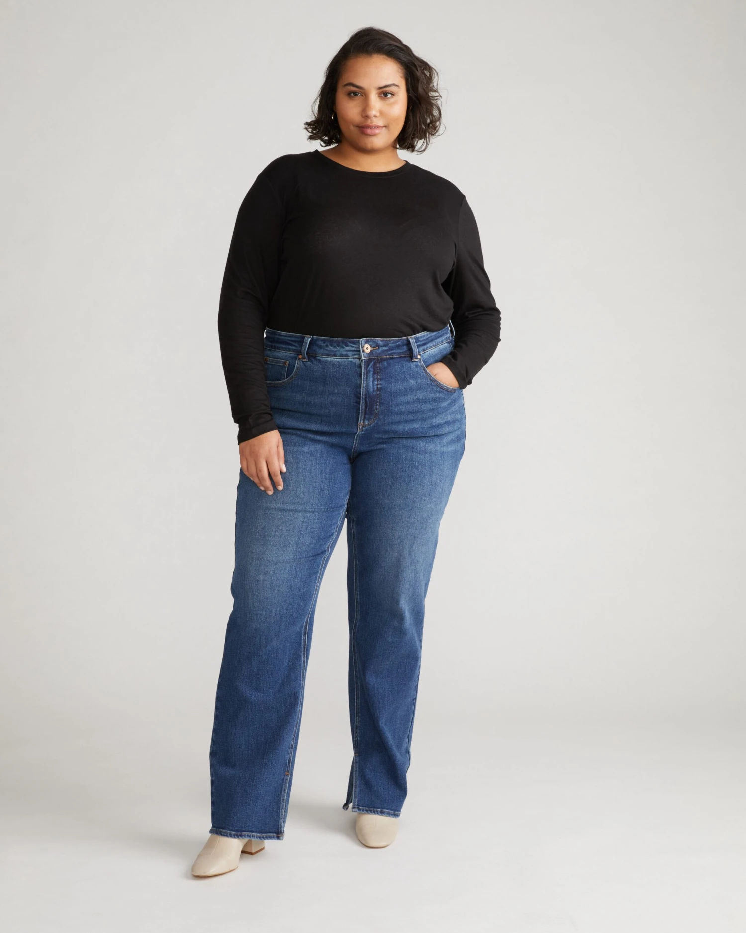 High Rise Split Hem Straight Leg Jeans in Midnight River (33" Inseam) 4 High Rise Split Hem Straight Leg Jeans in Midnight River (33" Inseam) - Image 2