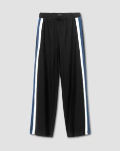 Stephanie Wide Leg Stripe Ponte Pants 30 Inch - Black With Blue/White Stripe -UNIVERSAL STANDARD StephanieWideLegStripePants USPA0553 257 BLACK BLUEcopy min