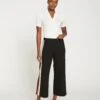 Stephanie Wide Leg Stripe Ponte Pants 27 Inch - Black With Ochre/White Stripe -UNIVERSAL STANDARD Stephanie Wide Leg Stripe Pants 27 Inch Black with Ochre White Stripe USPA1539 600 001 002