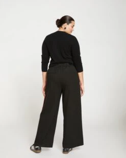 Stephanie Wide Leg Stripe Ponte Pants 30 Inch - Black/Paeonia/Sanguinello -UNIVERSAL STANDARD Stephanie Wide Leg Stripe Pants 30 Inch Black Peony Aura Orange USPA0553 626 004 039