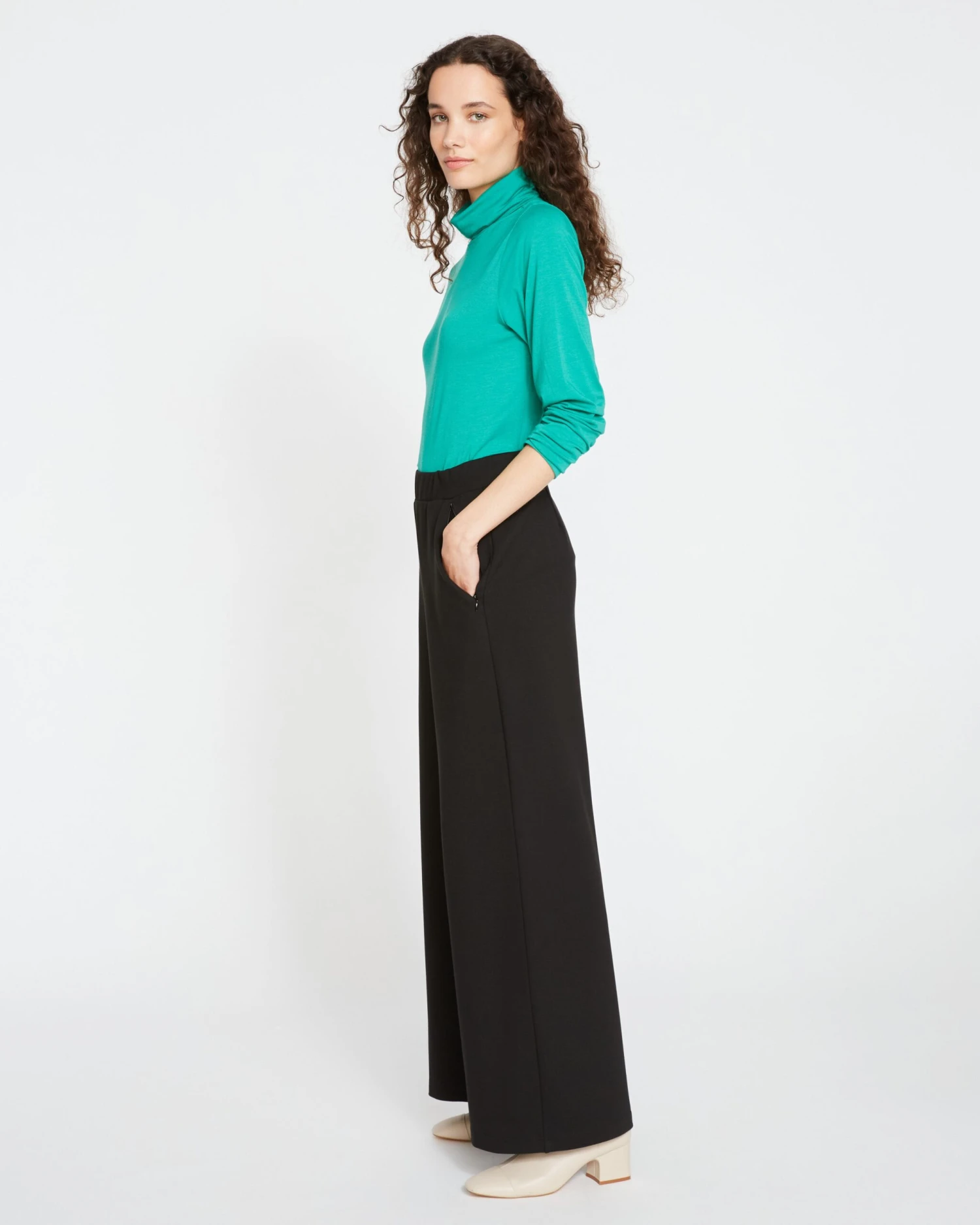 Stephanie Wide Leg Ponte Pants - Black 4 Stephanie Wide Leg Ponte Pants - Black - Image 2