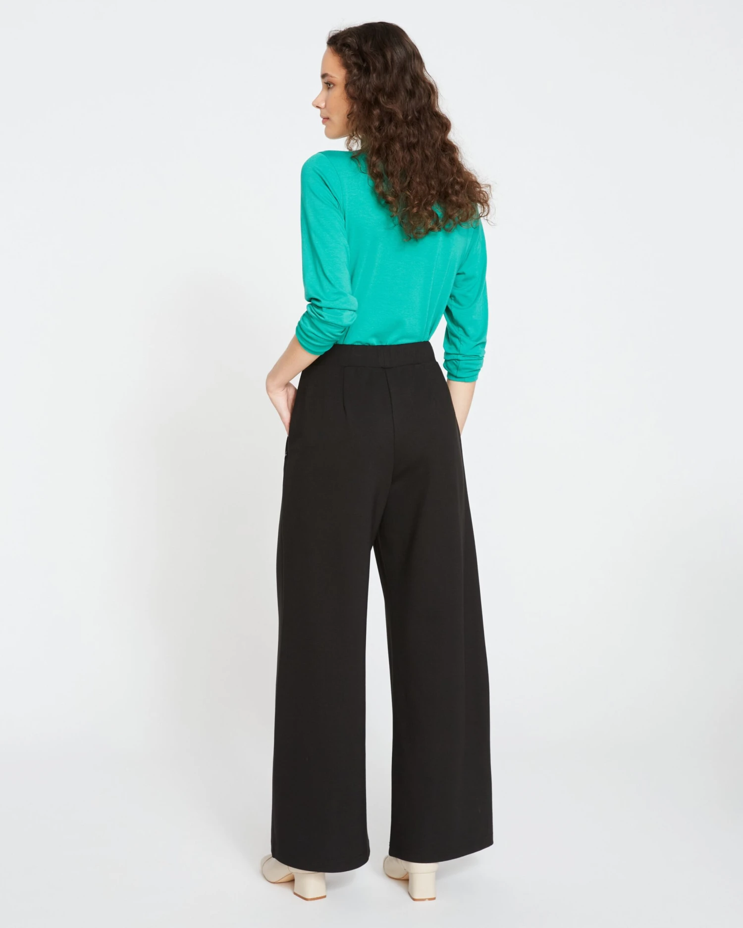 Stephanie Wide Leg Ponte Pants - Black 6 Stephanie Wide Leg Ponte Pants - Black - Image 4