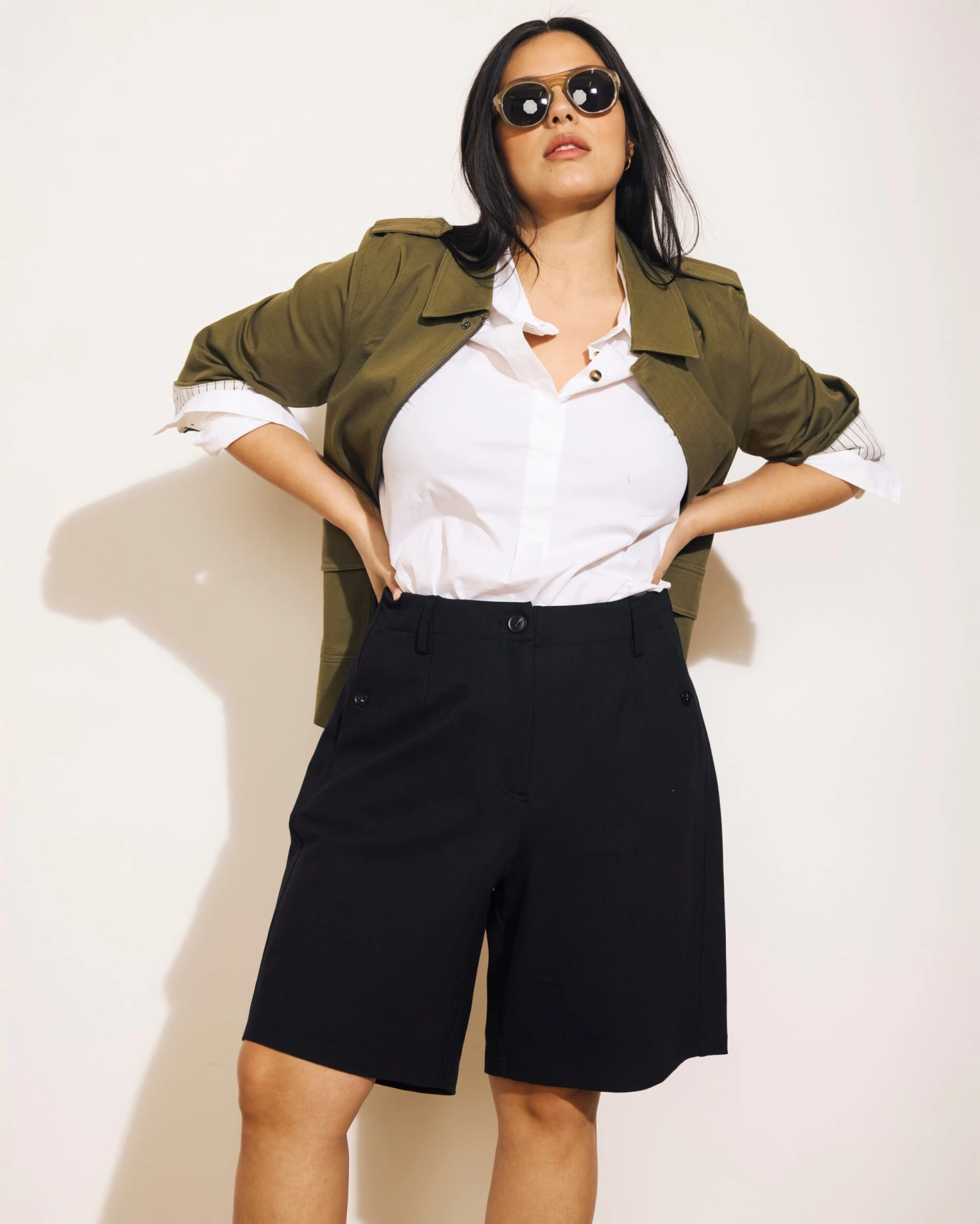 Audrey Black Ponte Tailored Shorts with Elastic Back Waist 4 Audrey Black Ponte Tailored Shorts with Elastic Back Waist - Image 2