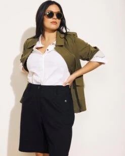 Upstate Stretch Cotton Twill Manor Jacket - Ivy -UNIVERSAL STANDARD TailoredShort Outfit 5