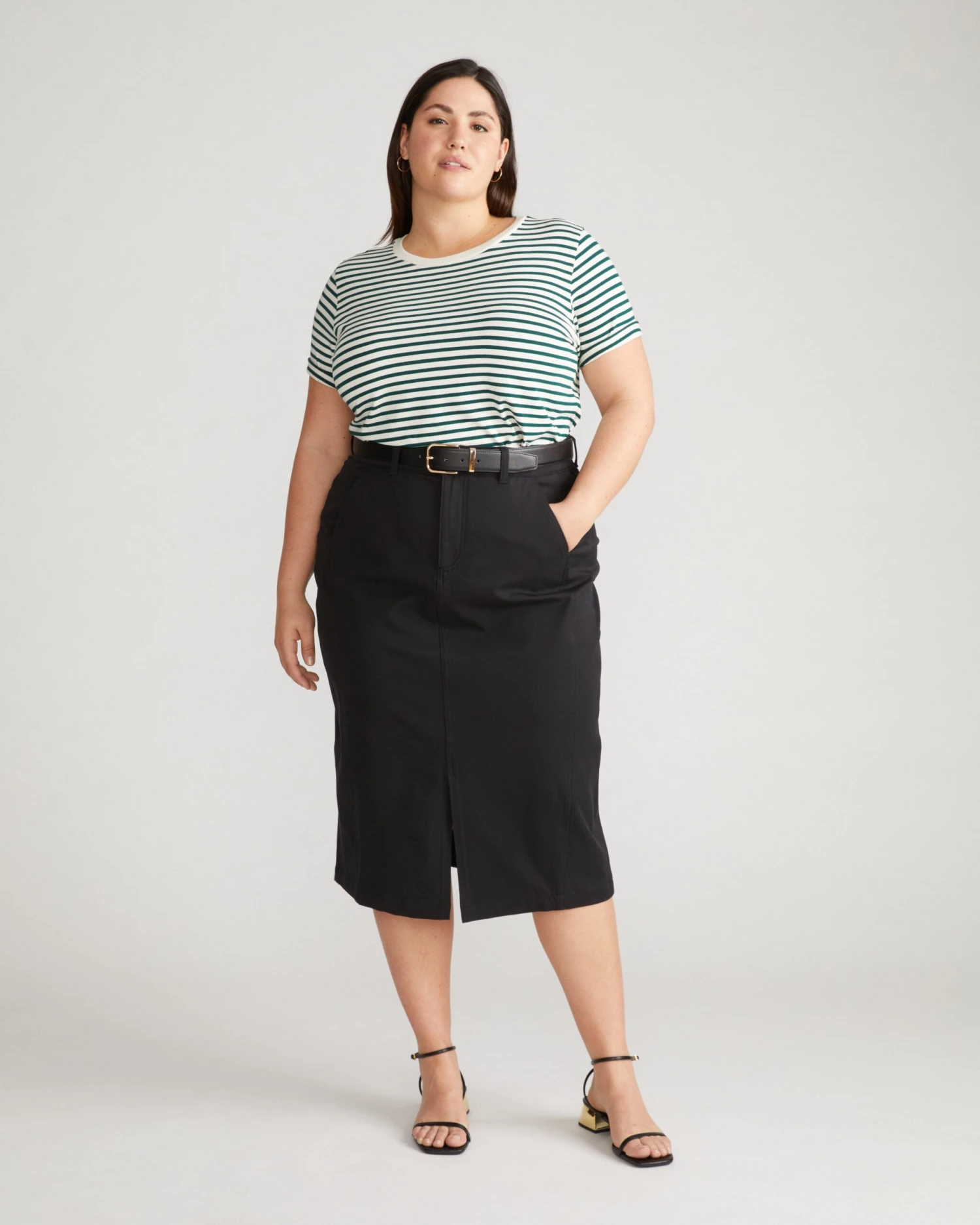 Premium Striped Peruvian Cotton Tee - Bone & Botanic Stripe 3 Premium Striped Peruvian Cotton Tee - Bone & Botanic Stripe