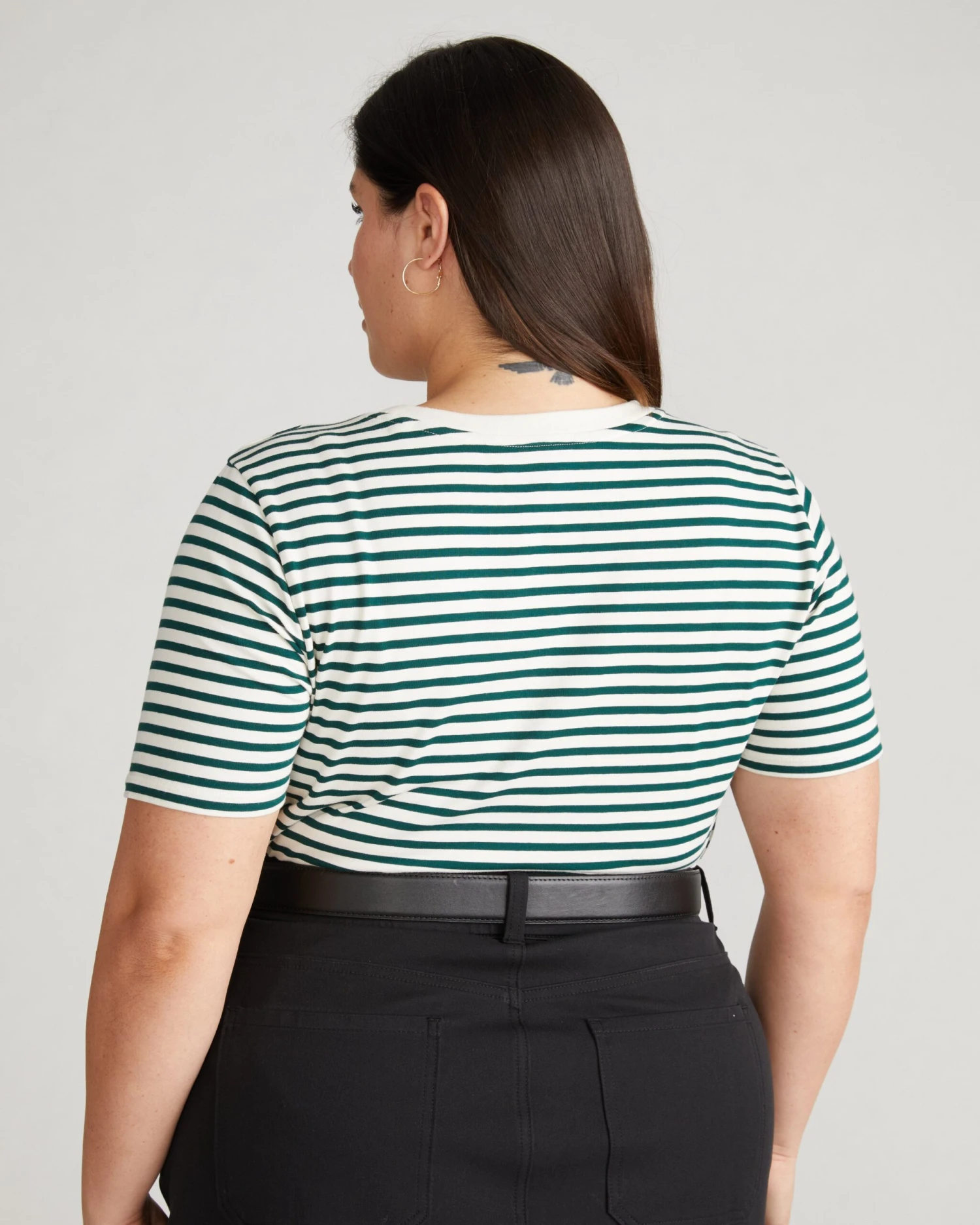 Premium Striped Peruvian Cotton Tee - Bone & Botanic Stripe 4 Premium Striped Peruvian Cotton Tee - Bone & Botanic Stripe - Image 2