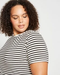 Tee Rex Premium Striped Peruvian Cotton T-Shirt - Ecru/Black