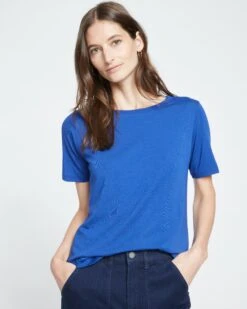Premium Peruvian Cotton Tee - Lapis Blue Tailored Fit
