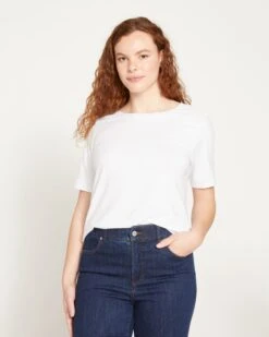 Premium White Peruvian Cotton Tee - The Ultimate Fit T-Shirt -UNIVERSAL STANDARD Tee Rex White US10013 025 001 015