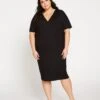 Liquid Jersey V-Neck Dress - Relaxed Fit Black Everyday Dress -UNIVERSAL STANDARD Teresa Liquid Jersey V Neck Dress Black USDR0400 001 001 038