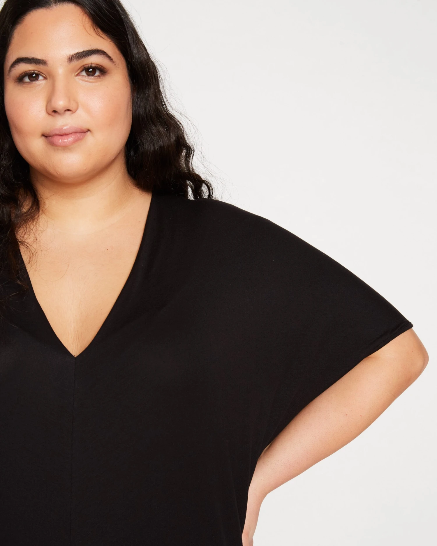 Liquid Jersey V-Neck Dress - Relaxed Fit Black Everyday Dress 5 Liquid Jersey V-Neck Dress - Relaxed Fit Black Everyday Dress - Image 3