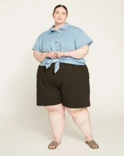 Black Hayes Sweatshorts - Ultra-Soft French Terry Loungewear -UNIVERSAL STANDARD Terry Sweatshorts Black USPA0888 001 001 009