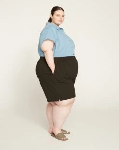 Black Hayes Sweatshorts - Ultra-Soft French Terry Loungewear -UNIVERSAL STANDARD Terry Sweatshorts Black USPA0888 001 003 026