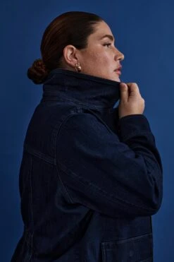 Denim Utility Jacket - Dark Indigo 15 Denim Utility Jacket - Dark Indigo -UNIVERSAL STANDARD UNISTAN DENIM L03 131