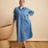 Odeon Stretch Cotton Chambray Shirtdress - Cove Blue -UNIVERSAL STANDARD UNISTAN DENIM L11 002 1