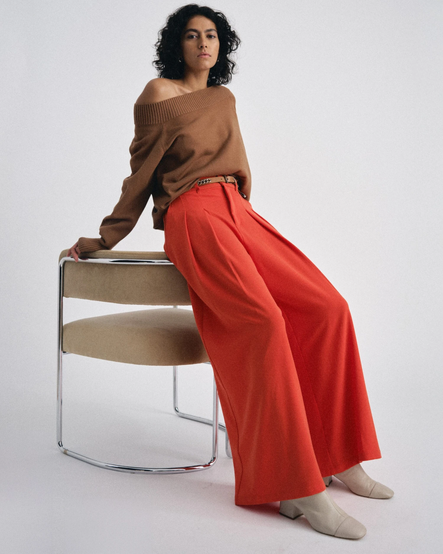 Noomi Cold Shoulder Sweater in Classic Camel 3 Noomi Cold Shoulder Sweater in Classic Camel